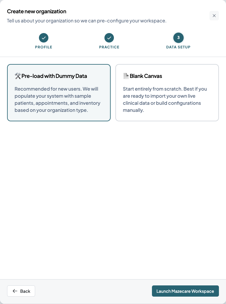 Onboarding Data Setup