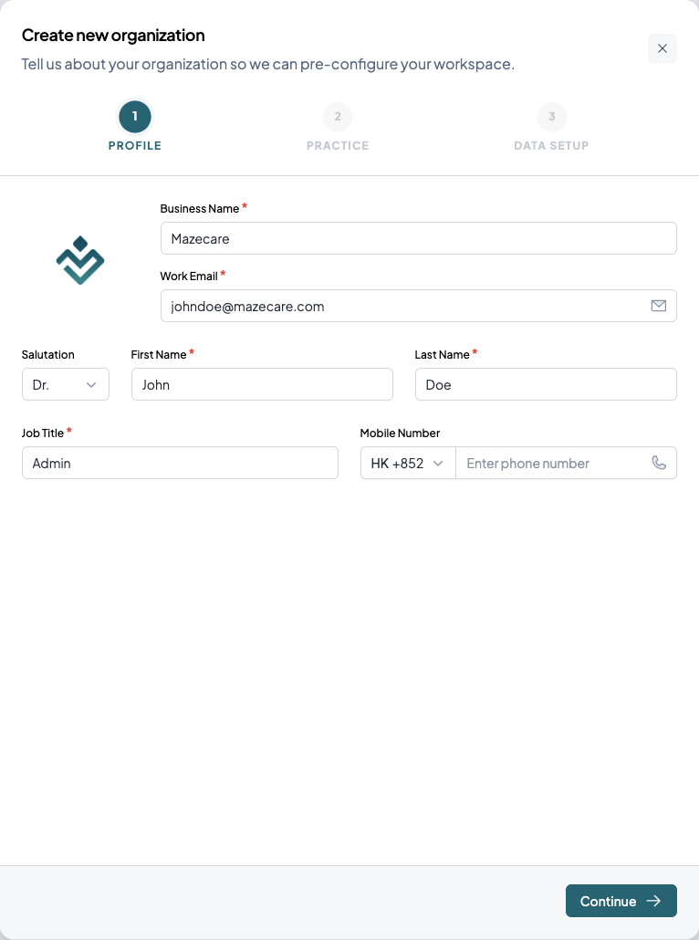 Onboarding Tenant Profile
